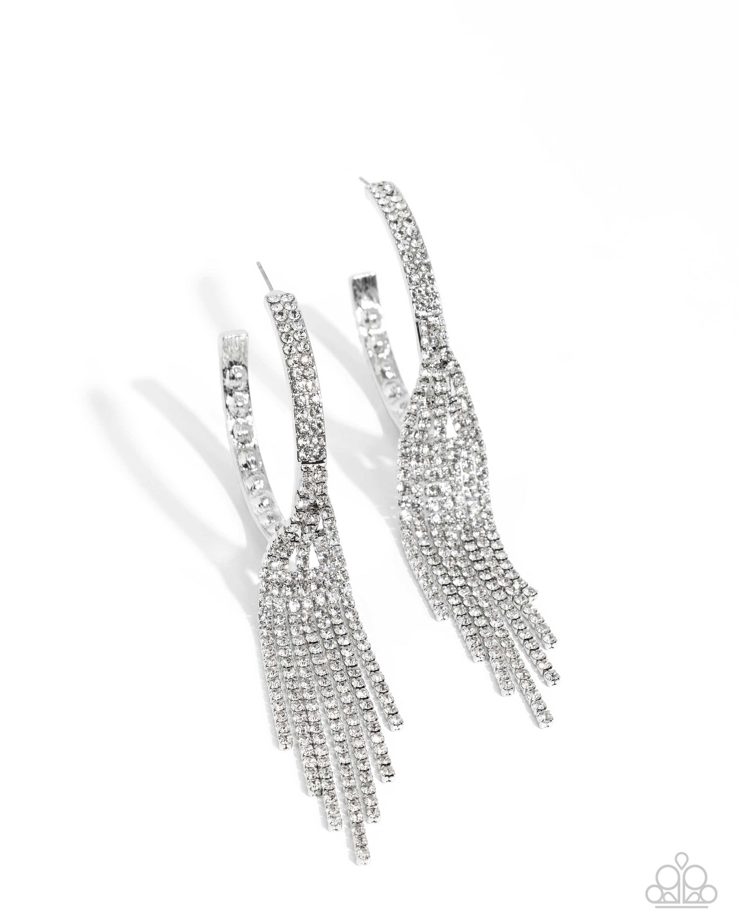 Jaw-Dropping Jubilee - White Rhinestone Hoop Earrings - Life of the Party - Paparazzi Accessories