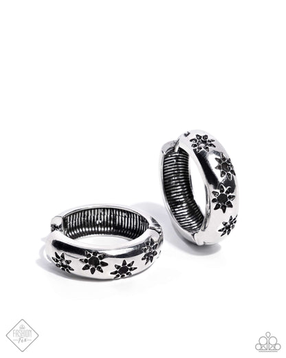 Celestial Clique - Silver Hinge Hoop Earrings - Paparazzi Accessories