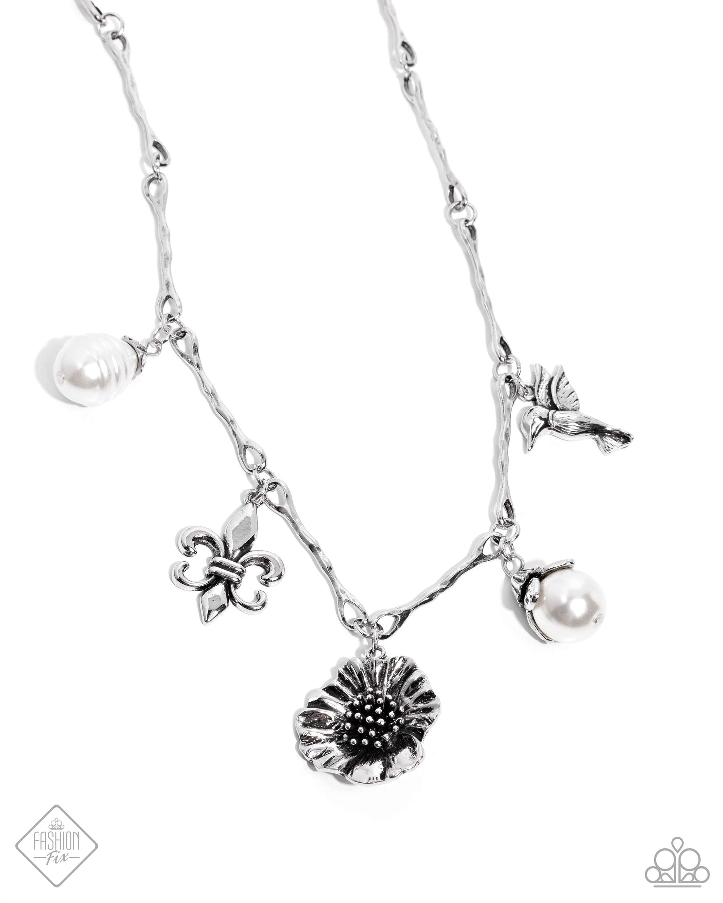 Vintage Vibe - White Charms Necklace - Paparazzi Accessories