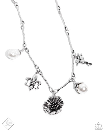 Vintage Vibe - White Charms Necklace - Paparazzi Accessories