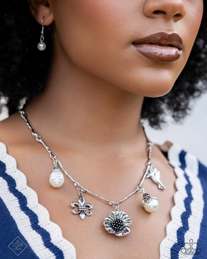 Vintage Vibe - White Charms Necklace - Paparazzi Accessories