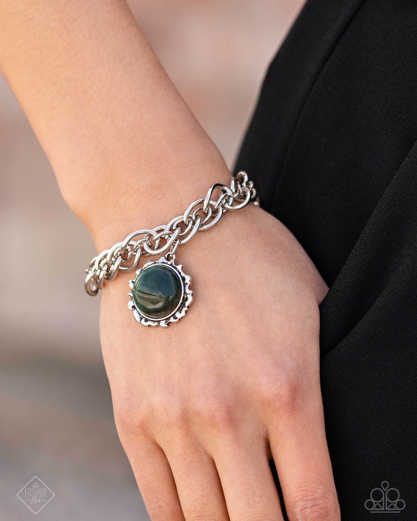 Horoscope Haute - Green Marbled Stone Clasp Bracelet - Paparazzi Accessories