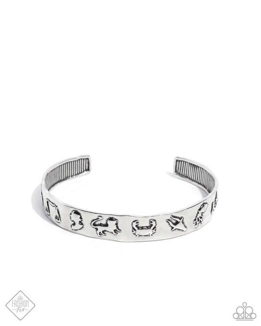 Astrology A-Lister - Silver Zodiac Signs Cuff Bracelet - Paparazzi Accessories