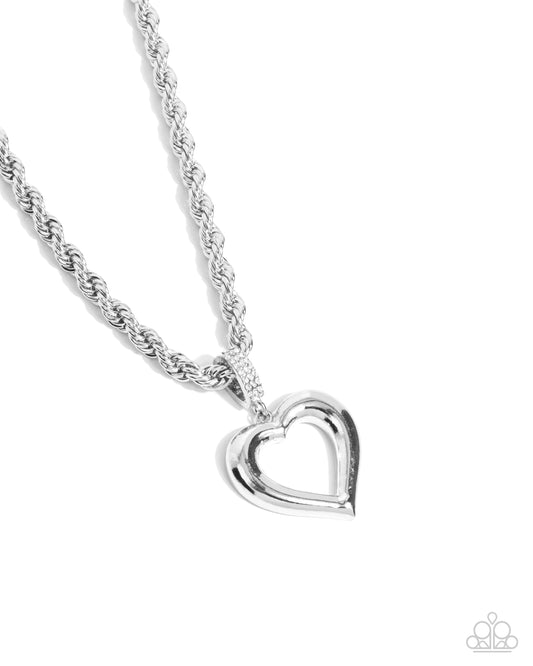 Admirable Academy - White Rhinestone Heart Pendant Necklace - Paparazzi Accessories