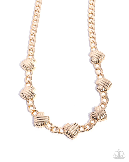 Mingling Medley - Gold Hearts Necklace - Paparazzi Accessories