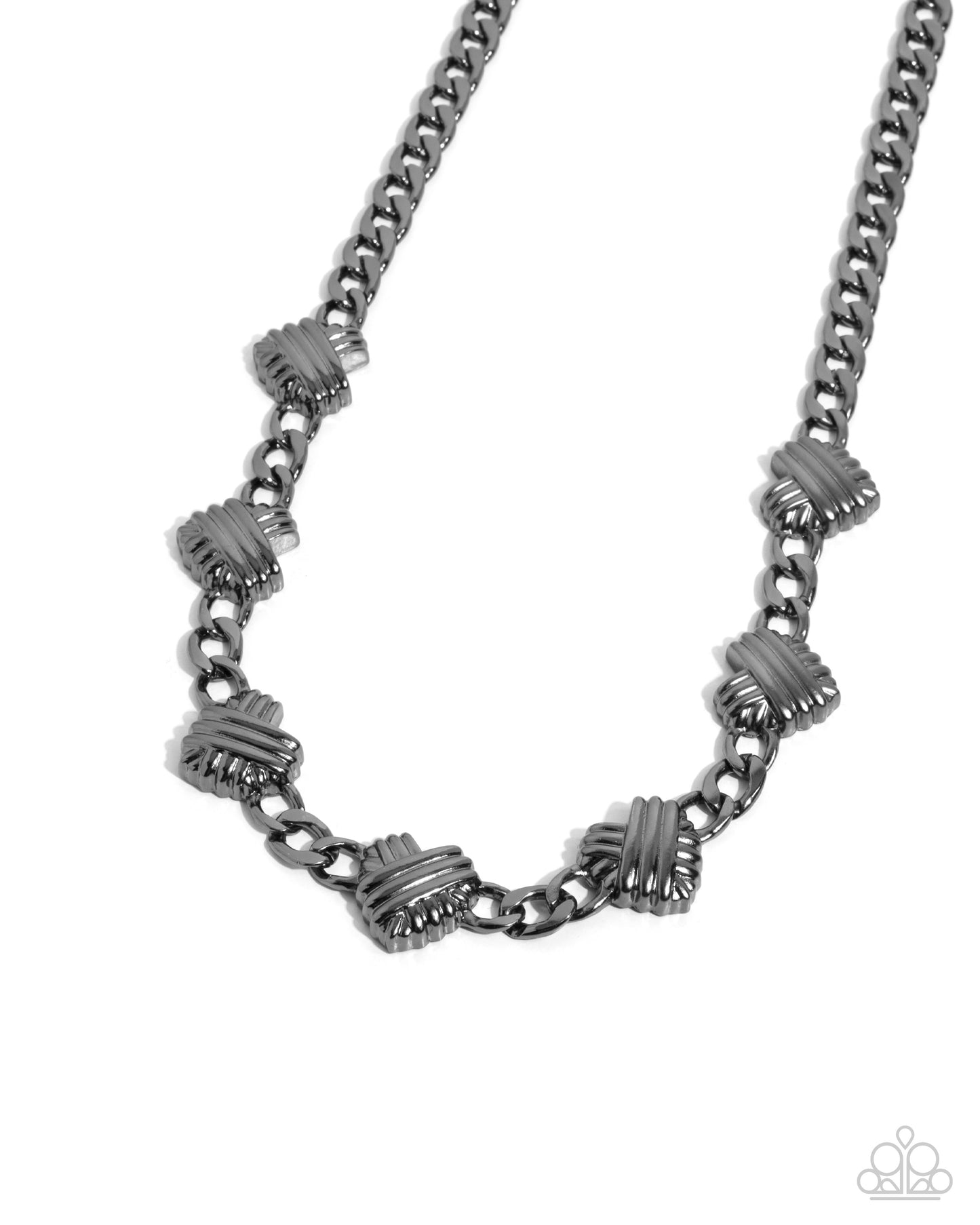 Mingling Medley - Black Gunmetal Hearts Necklace - Paparazzi Accessories