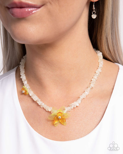 Malibu Master - Yellow Flower Beaded Necklace - Paparazzi Accessories