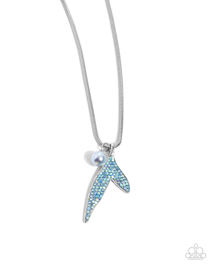 Maiden Mermaid - Blue Iridescent Rhinestone Pendant Necklace - Paparazzi Accessories