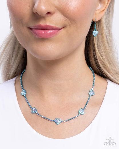 Homecoming Hearts - Blue Dipped Heart Necklace - Paparazzi Accessories