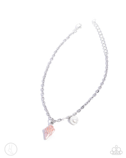 Coastal Character - Orange Enamel Conch Shell Clasp Anklet - Paparazzi Accessories