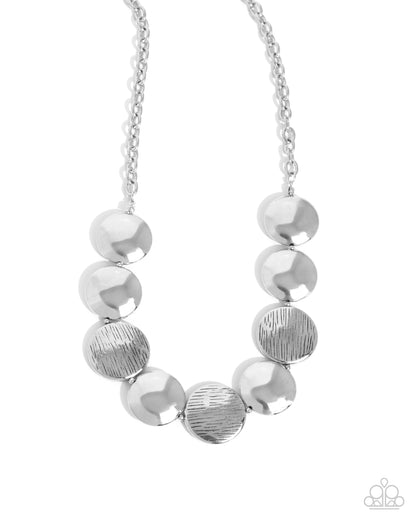 Engraved Energy - Silver Textured Discs Necklace - Paparazzi Accessories