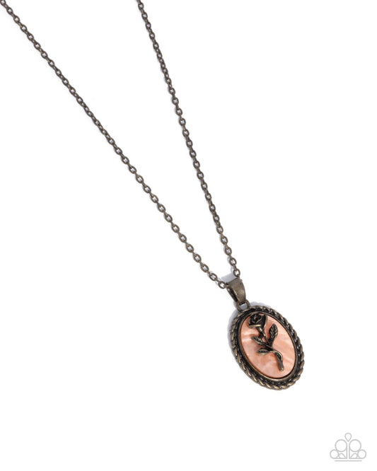Cottagecore Confidence - Brass Rose Pedant Necklace - Paparazzi Accessories