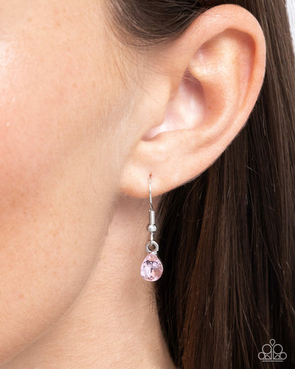 Botanical Bunch - Pink Rhinestone Flower & Pearl Pendant Silver Necklace - Paparazzi Accessories
