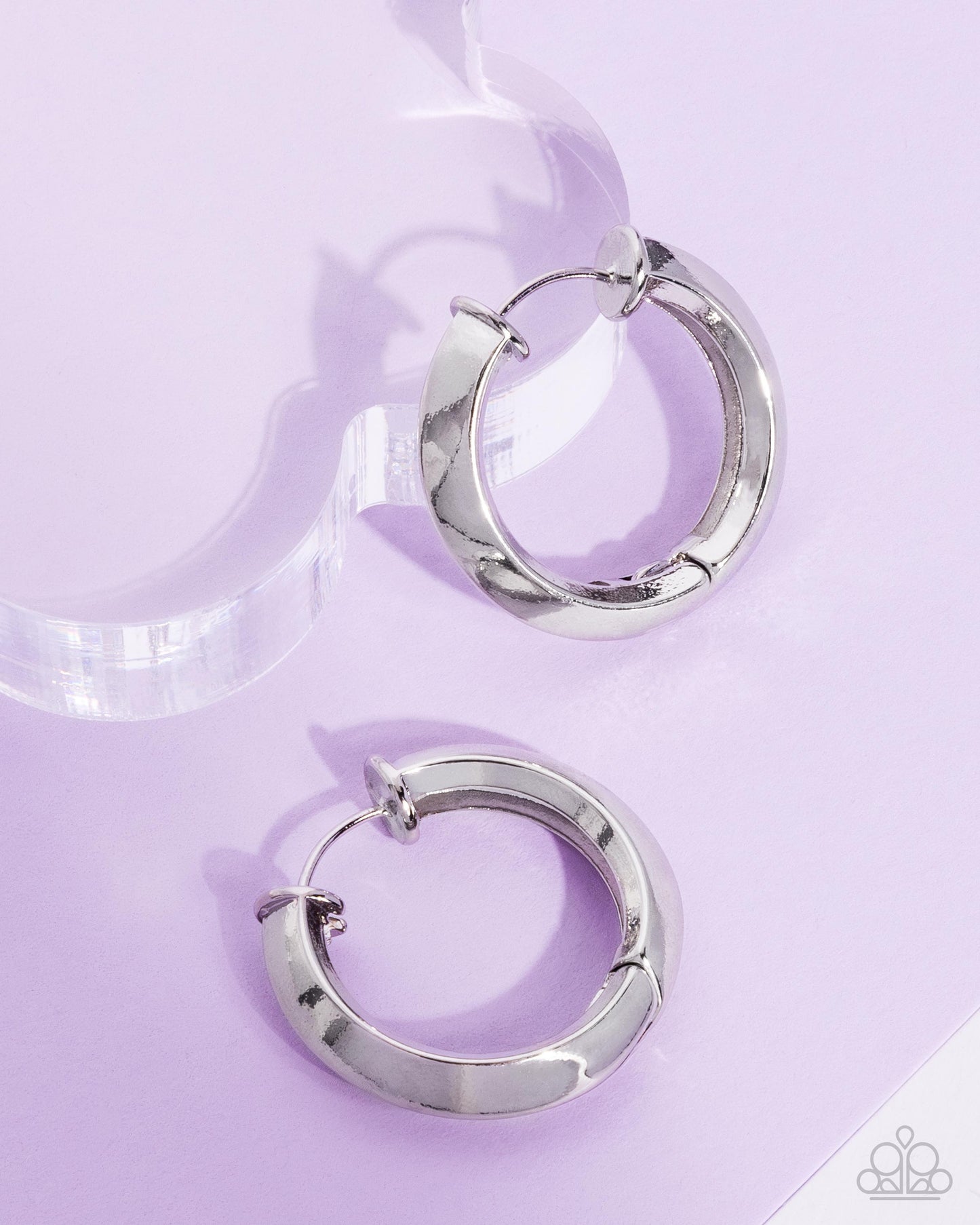 Hinged Homage - Silver Hinge Hoop Earrings - Paparazzi Accessories