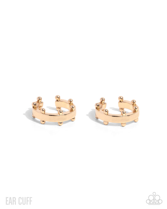 Studded Simplicity - Gold Earcuffs - Paparazzi Accessories