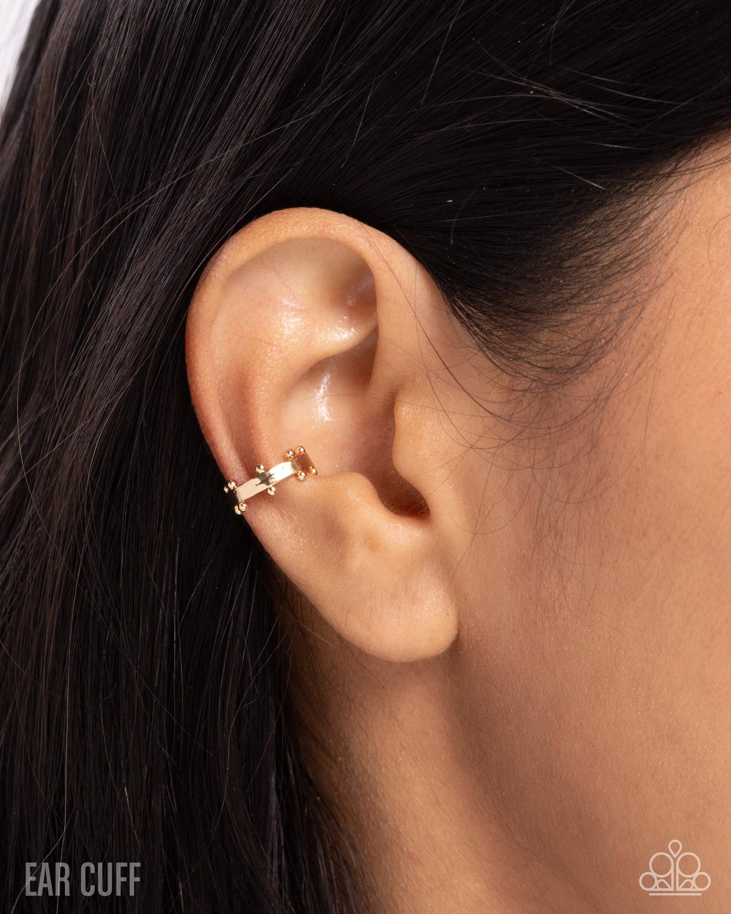 Studded Simplicity - Gold Earcuffs - Paparazzi Accessories