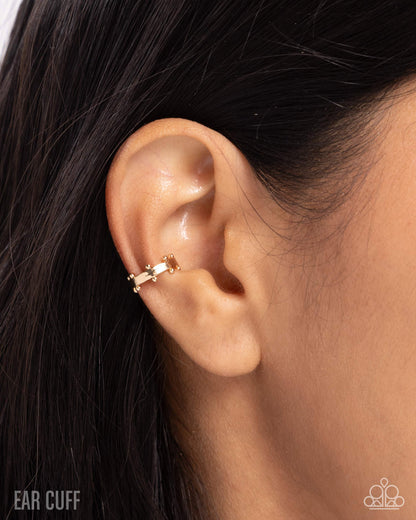 Studded Simplicity - Gold Earcuffs - Paparazzi Accessories