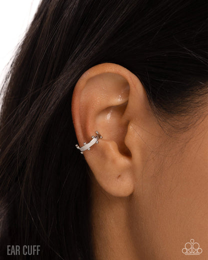 Studded Simplicity - Silver Ear Cuff Earrings - Paparazzi Accessories