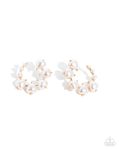 Castle Courting - Gold & Pearl Post Earrings - Paparazzi Accessories