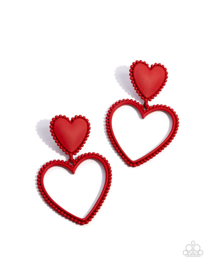 Casual Chemistry - Red Heart Post Earrings - Paparazzi Accessories