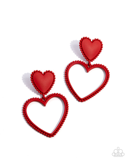 Casual Chemistry - Red Heart Post Earrings - Paparazzi Accessories