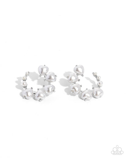 Castle Courting - White Pearl Gold Post Earrings - Paparazzi Accessories