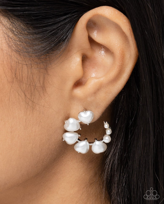 Castle Courting - White Pearl Gold Post Earrings - Paparazzi Accessories