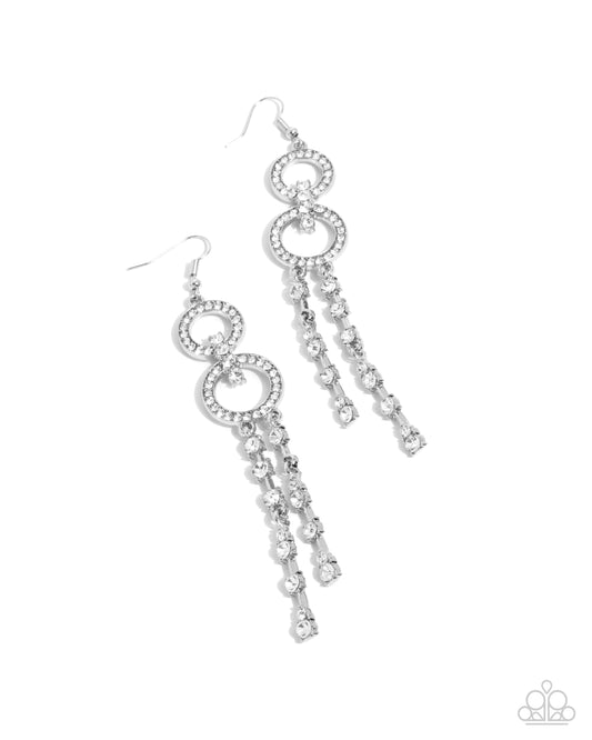 Chic Crowd - White Rhinestone Fishhook Earrings - Paparazzi Accessories