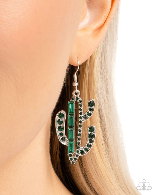 Cactus Confidence - Green Rhinestone Earrings - Paparazzi Accessories