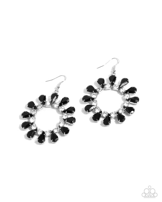 Wreathed Wish - Black Onyx Rhinestone Fishhook Earrings - Paparazzi Earrings