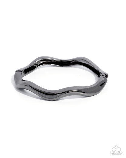 Waving Hello - Black Gunmetal Hinge Bracelet - Paparazzi Accessories