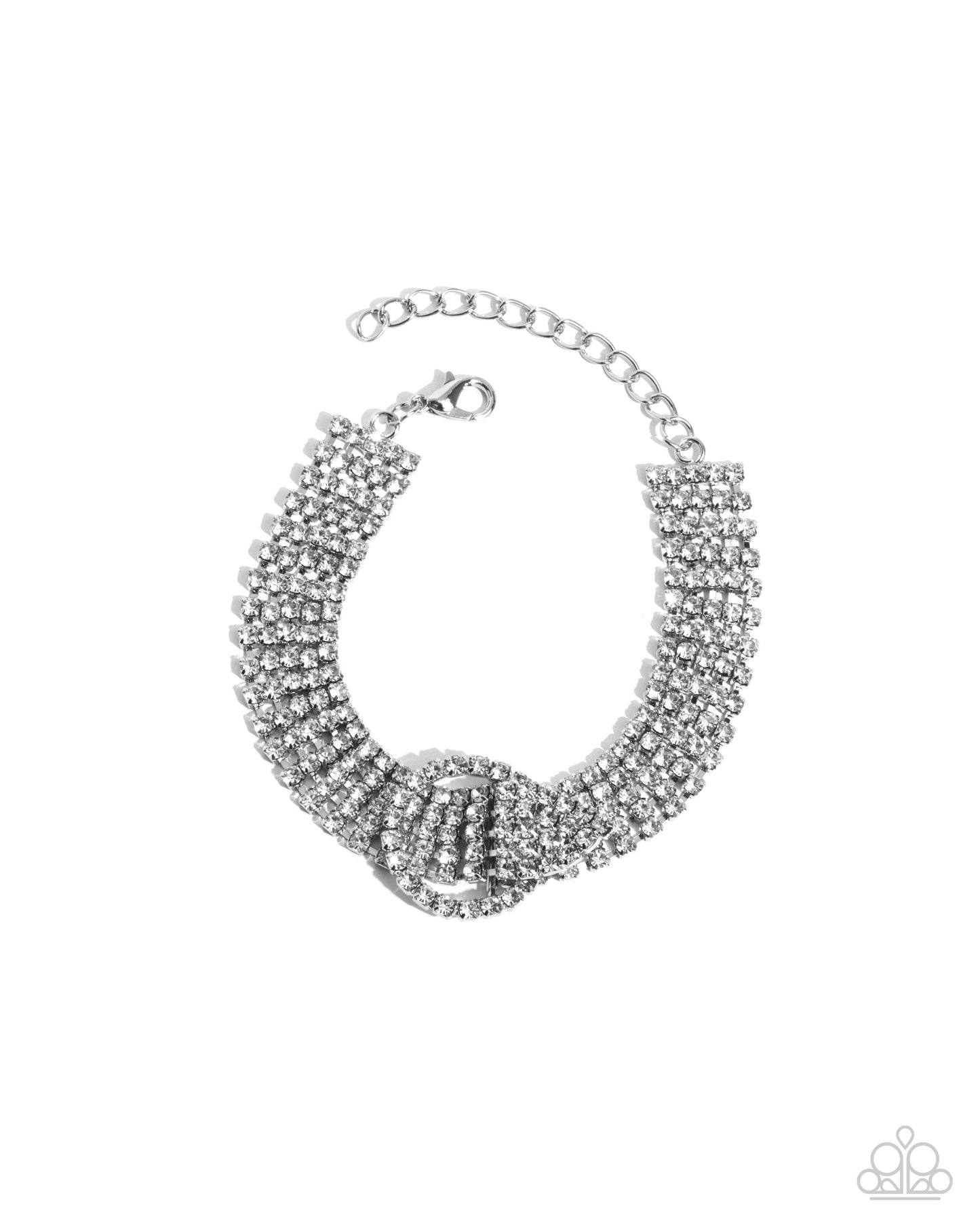 Musings Magic - White Rhinestone Silver Clasp Bracelet - Paparazzi Accessories