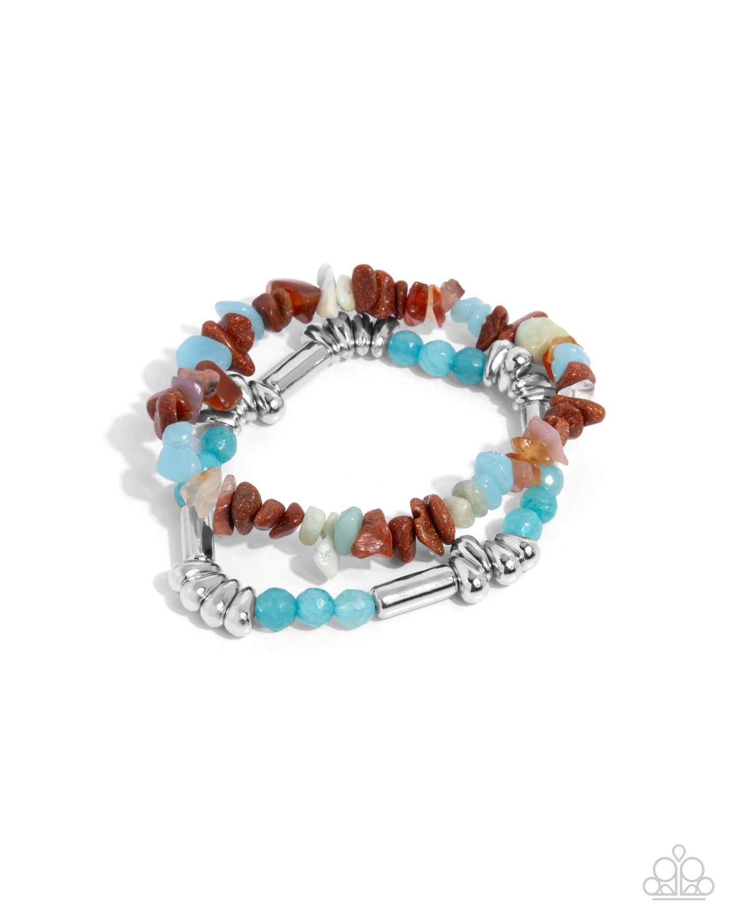 Stony Sequence - Blue Stone Stretchy Bracelets - Paparazzi Accessories