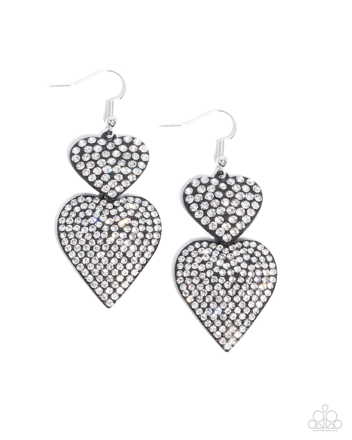 Never Enough Sparkle - Black Gunmetal Heart Earrings - Paparazzi Accessories