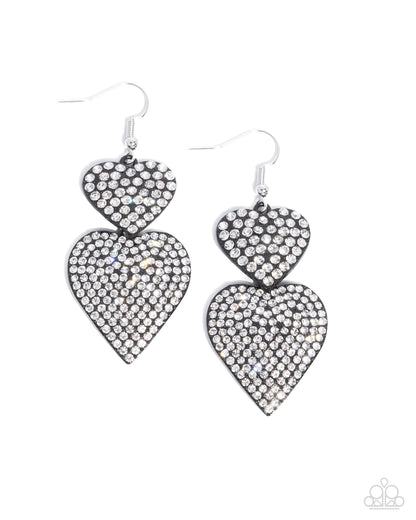 Never Enough Sparkle - Black Gunmetal Heart Earrings - Paparazzi Accessories