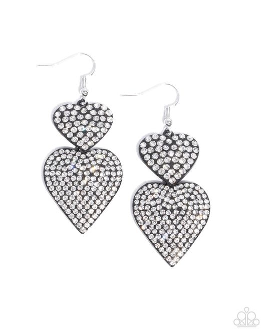 Never Enough Sparkle - Black Gunmetal Heart Earrings - Paparazzi Accessories