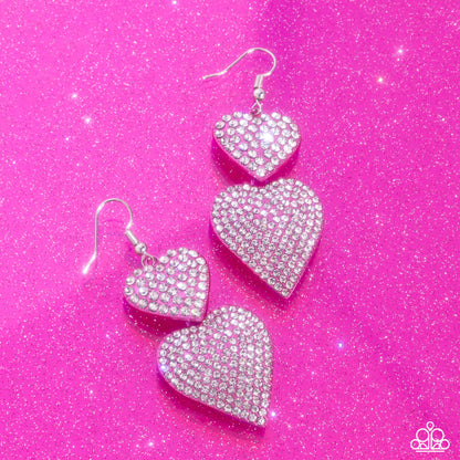 Never Enough Sparkle - Pink Dipped Metal Heart Fishhook Earrings - Paparazzi Accessories