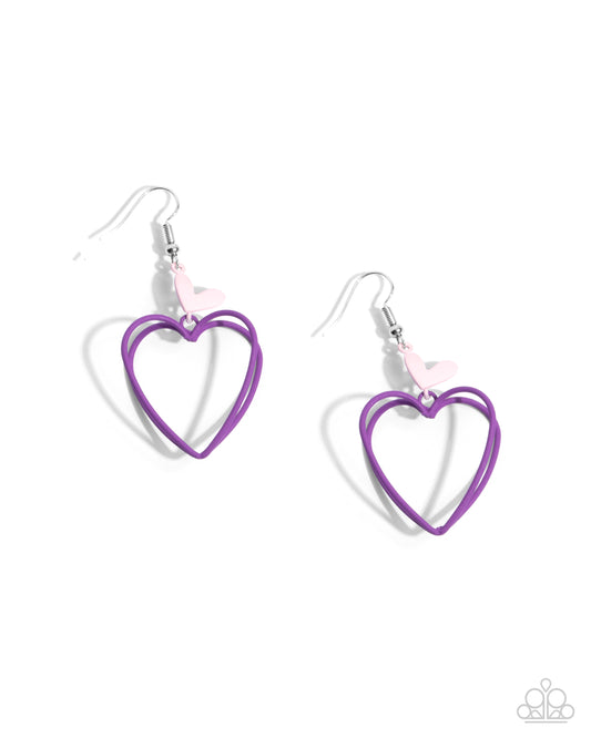 Acceptable Affection - Purple Heart Fishhook Earrings - Paparazzi Accessories