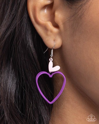 Acceptable Affection - Purple Heart Fishhook Earrings - Paparazzi Accessories