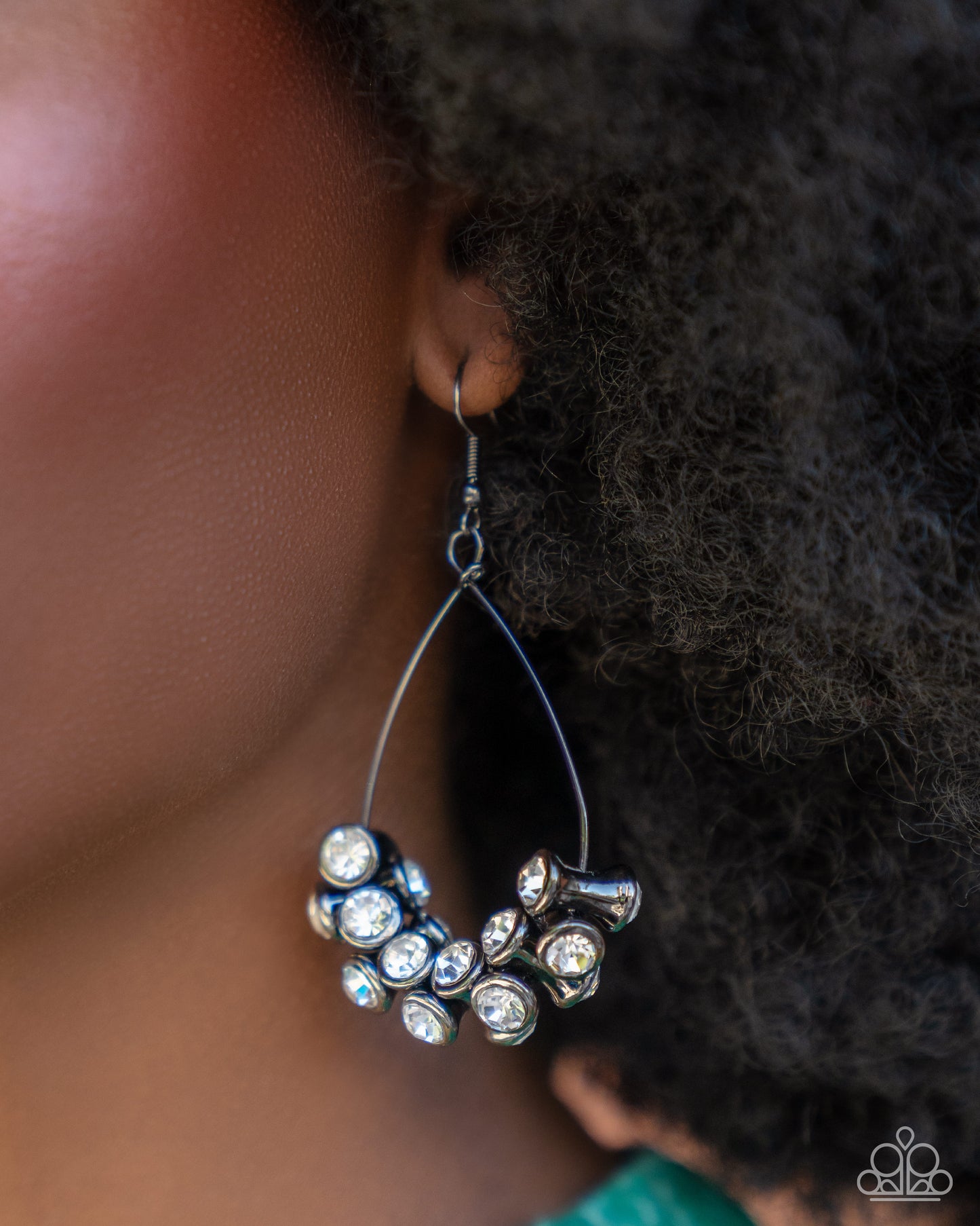 Courageous Chandelier - Black Gunmetal Teardrop Wire Fishhook Earrings - Convention Exclusive 2024 - Paparazzi Accessories