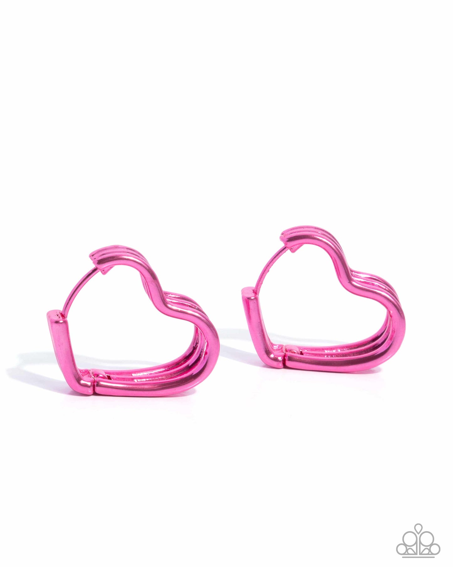 Memorable Love - Pink Dipped Metal Heart Hinge Hoop Earrings - Paparazzi Accessories