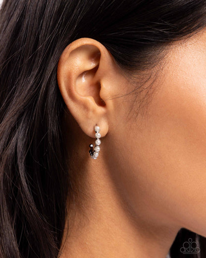 Pearly Passage - White Pearl Silver Hoop Earrings - Paparazzi Accessories