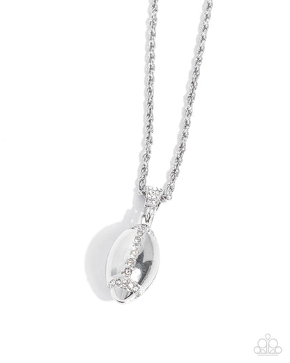 Football Future - White Rhinestone Pendant Urban Necklace - Paparazzi Accessories