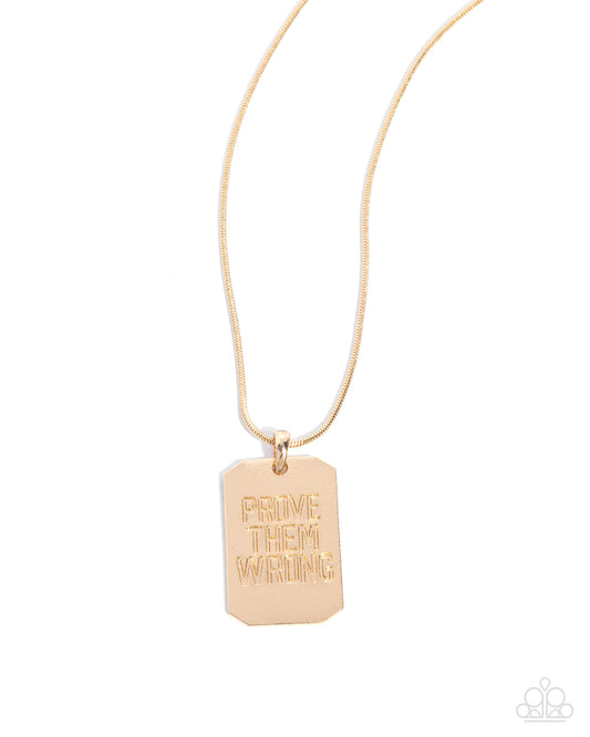 Prove Them Wrong - Gold Pendant Urban Necklace - Paparazzi Accessories