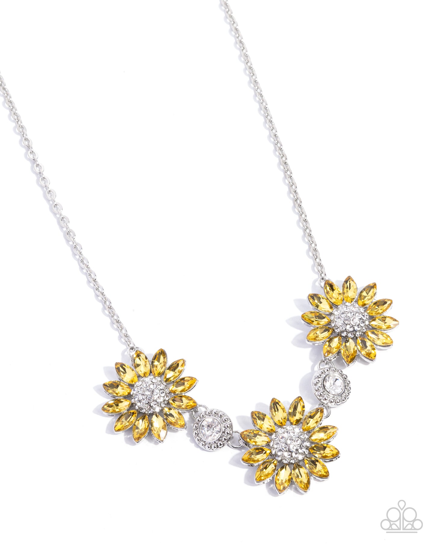 Vulnerable Vacation - Yellow Rhinestone Sunflower Necklace - Convention Exclusive 2024 - Paparazzi Accessories