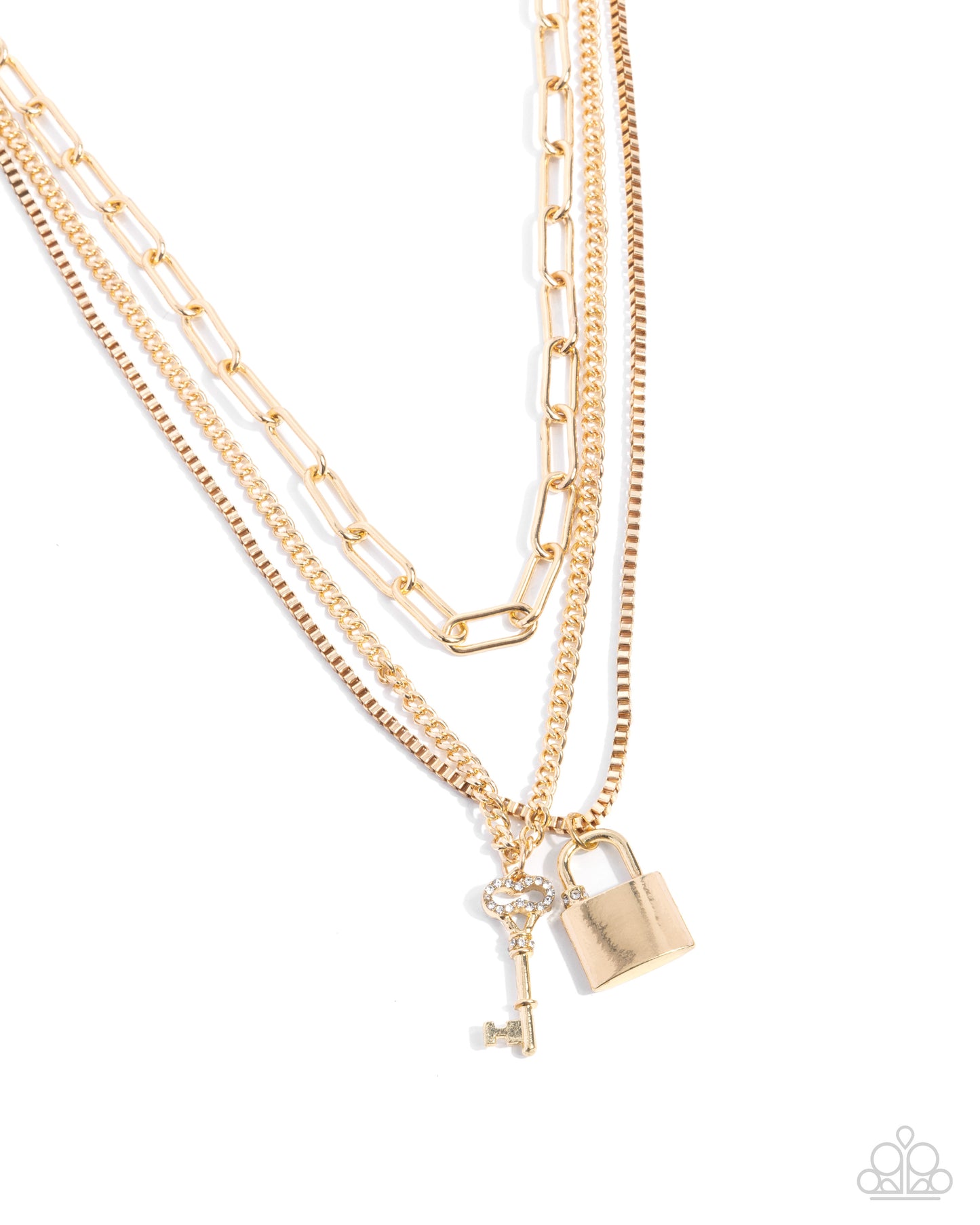 LOCKS of Luck - Gold Padlock & Key Necklace - Paparazzi Accessories