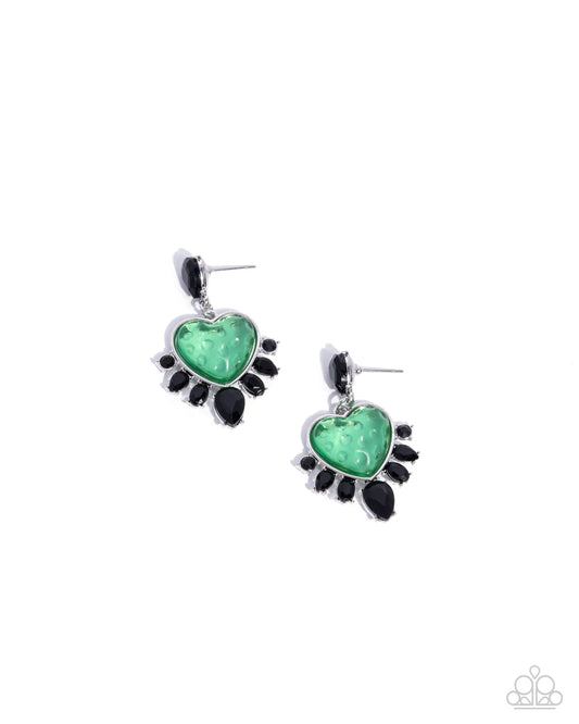 Resort Radiance - Green Acrylic Heart Post Earrings - Paparazzi Accessories