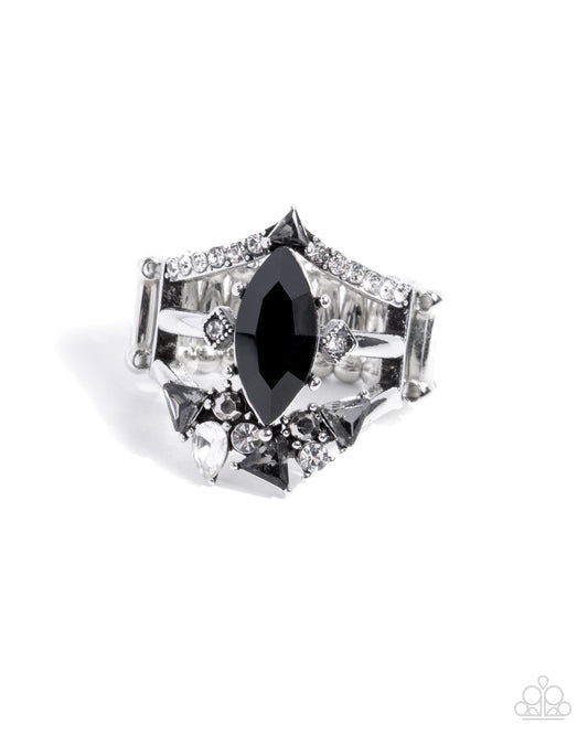 Beggin for Bling - Black Crystal Gem Ring - Convention Exclusive 2024 - Paparazzi Accessories