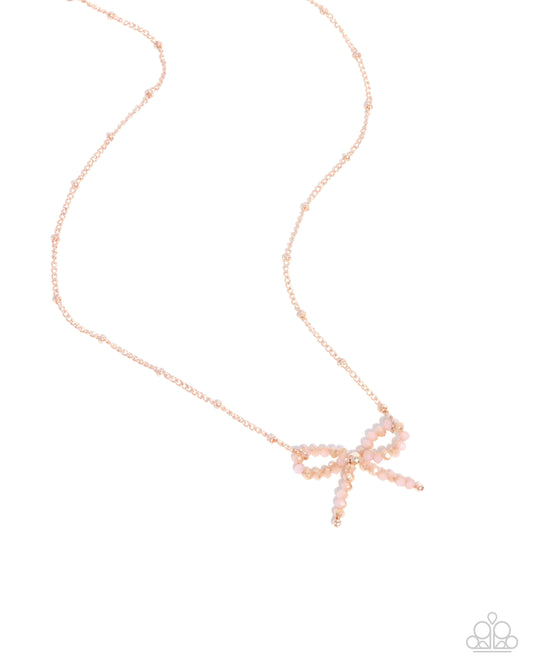 Bridesmaid Bow - Rose Gold Necklace - Paparazzi Accessories