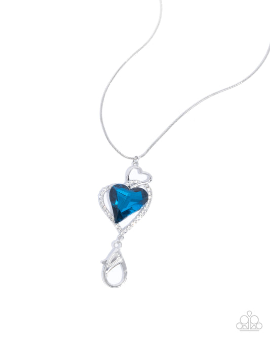 Taking My Time - Blue Rhinestone Heart Lanyard Necklace - Paparazzi Accessories